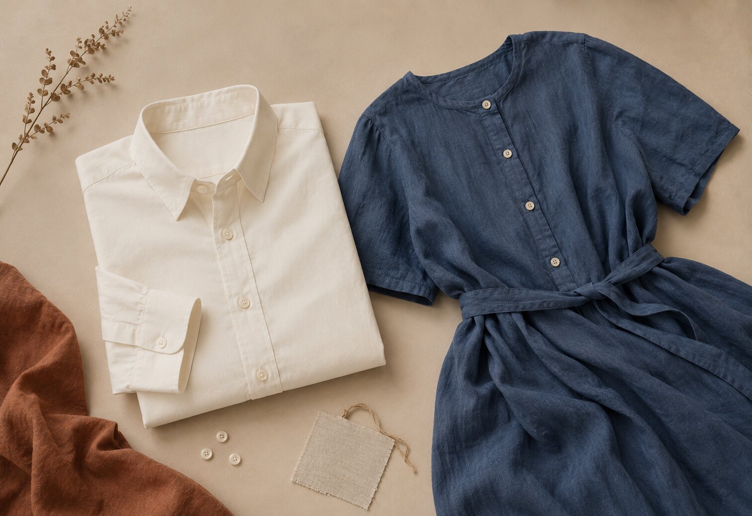 Woven tops — shirts, blouses, dresses