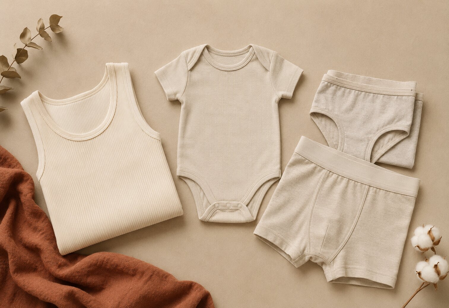 Knit basics and underwear — bodysuits, vests, kidswear